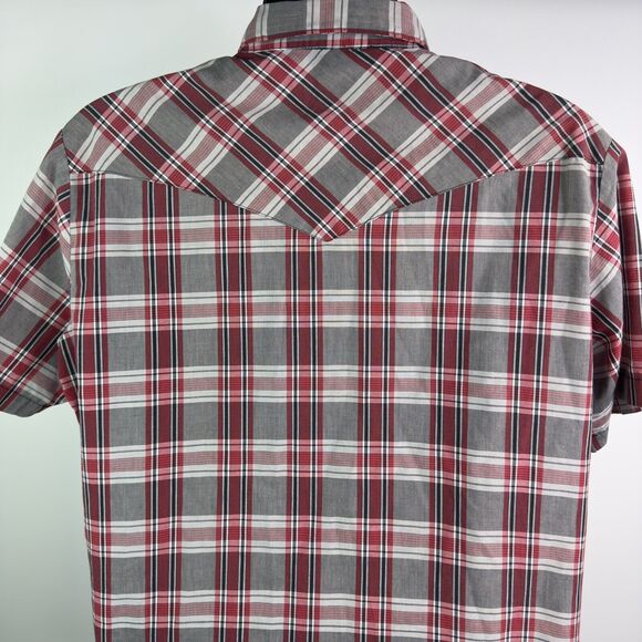 Wrangler Shirt Mens Large Western Pearl Snap Rodeo Short Sleeve Plaid - Picture 4 of 6